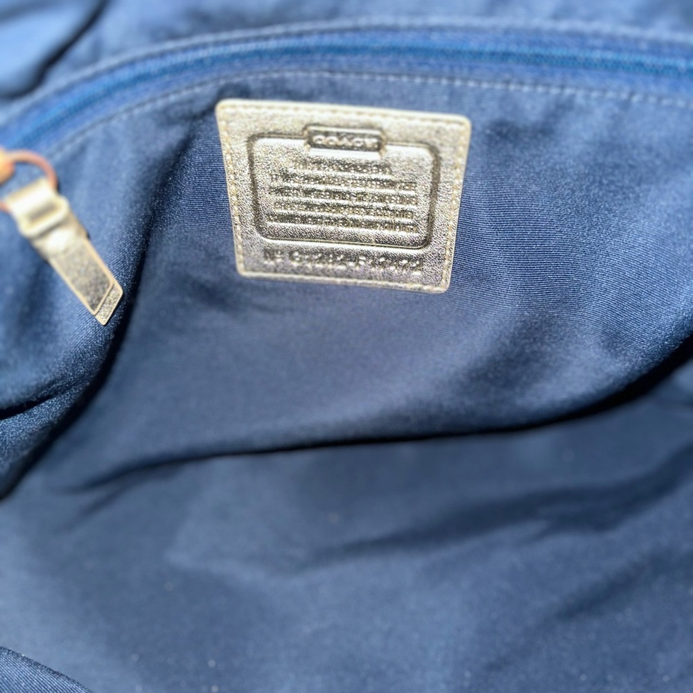 Coach Poppy Signature Limited Edition Script Lurex Hobo Shoulder Bag - Dark Navy - Picture 5 of 10